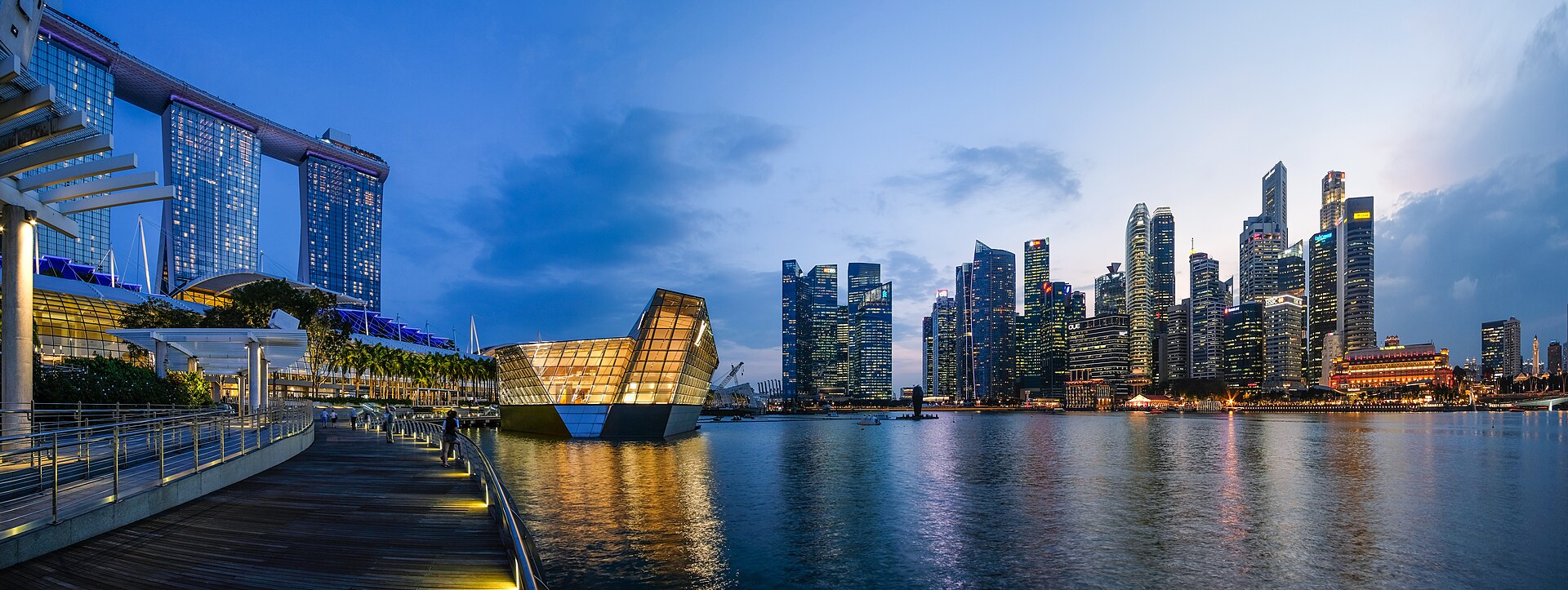 City skyline at dusk